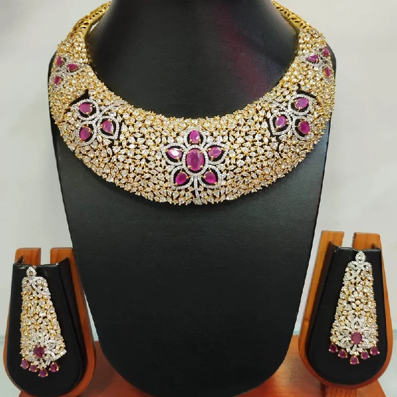 Multicolored women necklaces-Jain Jewellers Gold Plated AD Choker Necklace Set