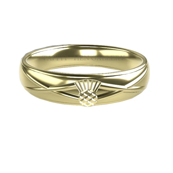 Trendy women rings-SCOTTISH THISTLE SALTIRE WEDDING RING