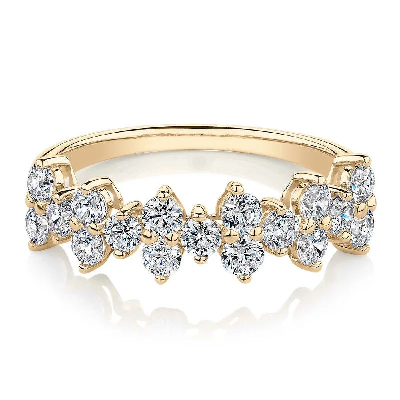 Designer women rings-Dress ring with 1.02 carats* of diamond simulants in 10 carat yellow gold