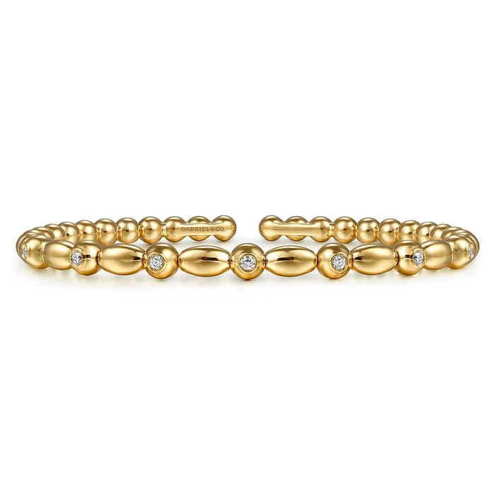 Boho bangle bracelets for women-14K Yellow Gold Bujukan Diamond Split Bangle Bracelet