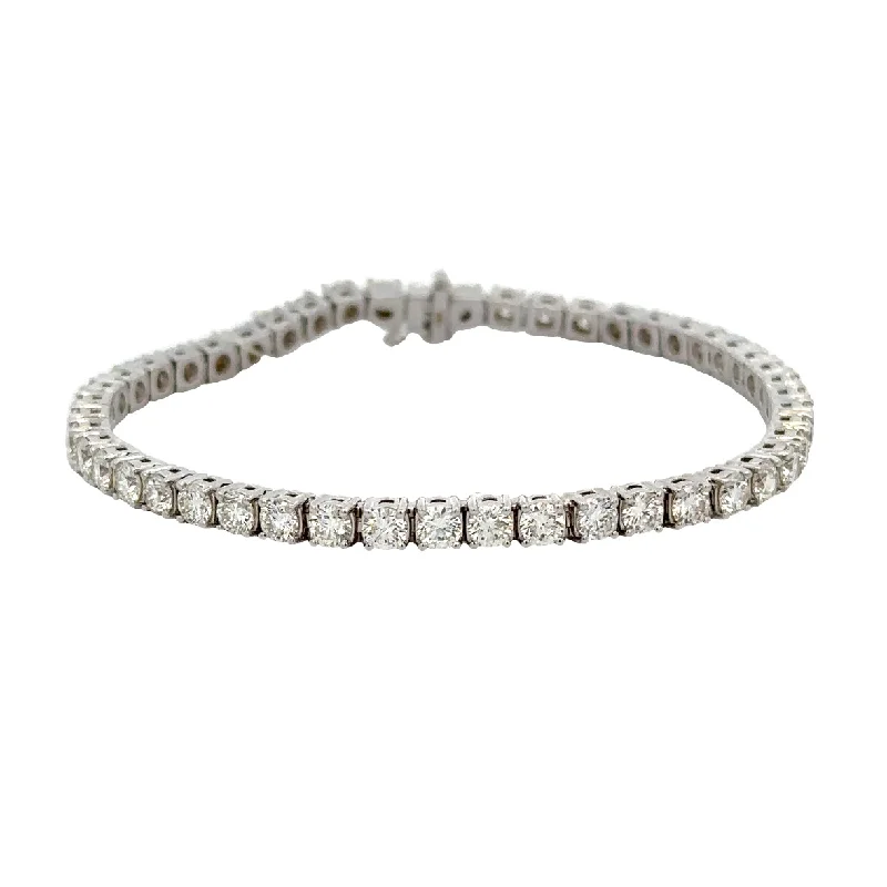 Adjustable women bracelets-6.37 CTW Diamond Tennis Bracelet in 18k White Gold