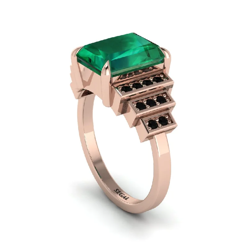 Engagement rings with a band for women-Unique Geometric Radiant Emerald Engagement Ring - Wilma No. 35