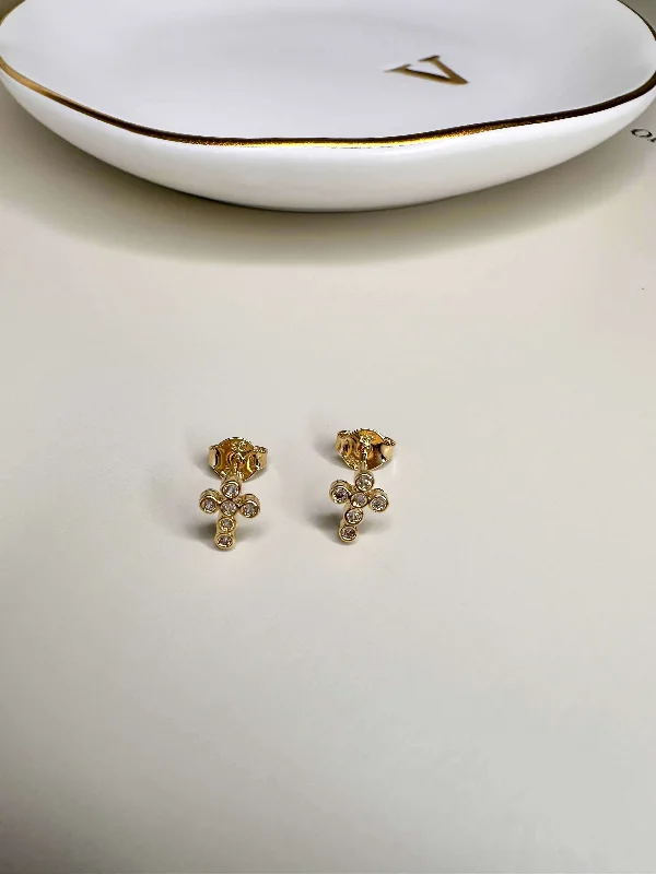 Big women earrings-Velani Mini Cross Studs Earrings