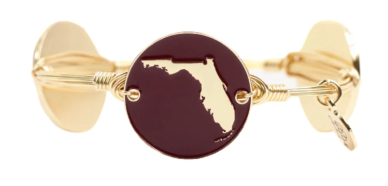 Stackable women bracelets-State of Florida Bangle Bracelet - Garnet