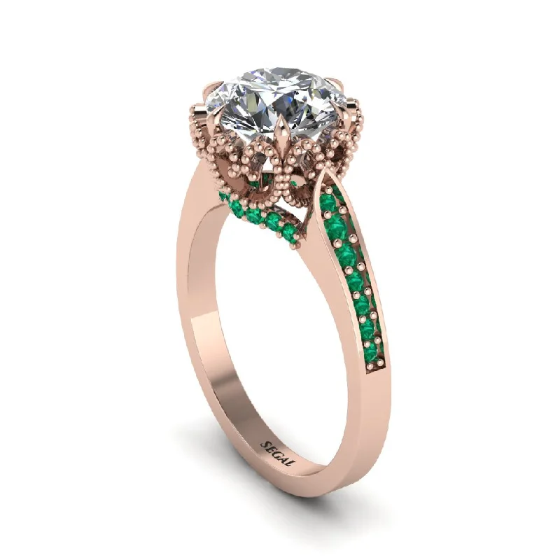 Engagement rings with square diamonds for women-Diamond Milgrain Engagement Ring - Yara No. 17