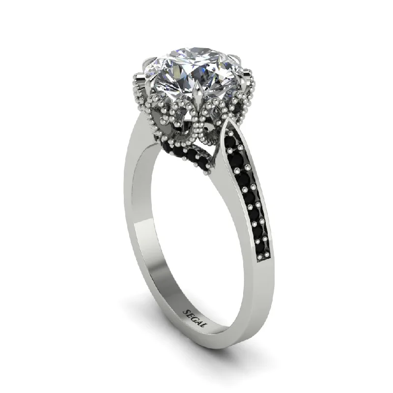 Engagement rings with pink diamonds for women-Diamond Milgrain Engagement Ring - Yara No. 33