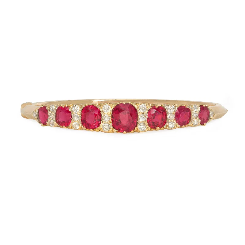 Adjustable bangles for women-Antique spinel and diamond bracelet