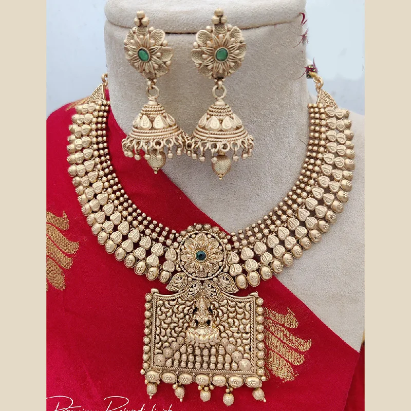 Flower women necklaces-Jewel Addiction Copper Rajwadi Finish Pota Stone Necklace Set