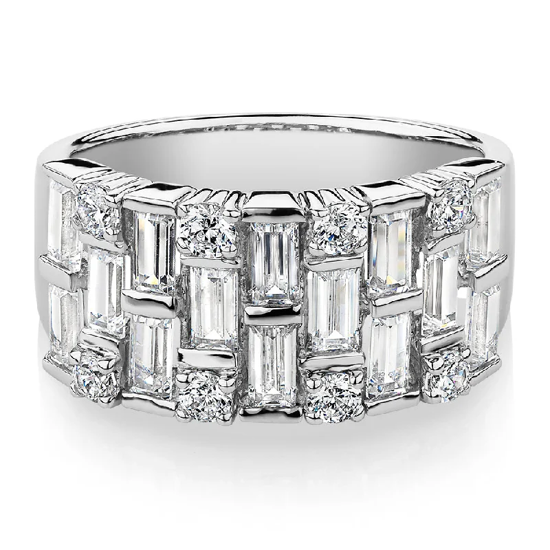 Bridal women rings-Dress ring with 2.44 carats* of diamond simulants in 10 carat white gold