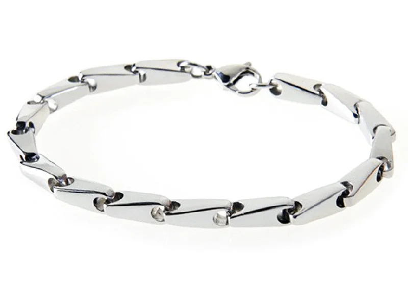 Silver cuff women bracelets-Mens Stainless Steel Bullet Link Chain Bracelet