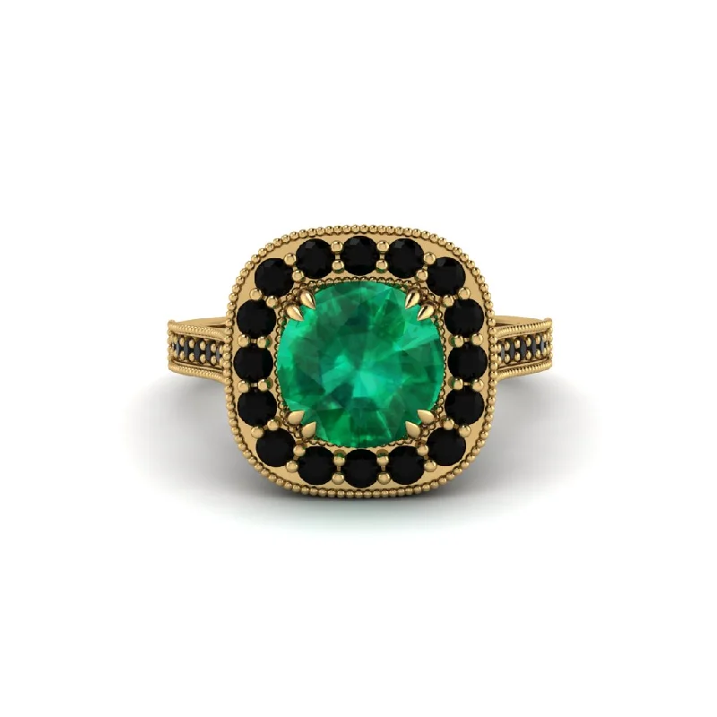 Engagement rings for brides-to-be-Milgrain Halo Round Emerald Engagement Ring - Odette No. 34