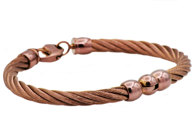 Elegant women bracelets-Mens Chocolate Stainless Steel Wire Bangle Bracelet