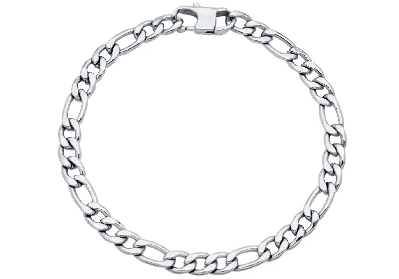 Simple women bracelets-Mens Stainless Steel Figaro Link Chain Bracelet