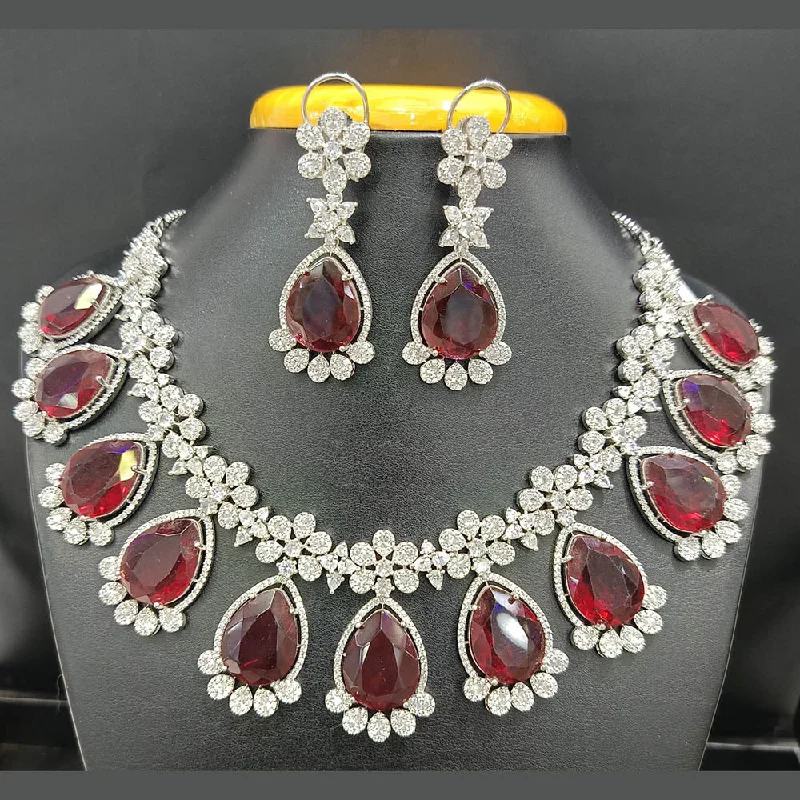 Short women necklaces-Jain Jewellers Silver Plated AD Choker Necklace Set