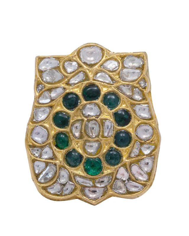 Artistic gold women rings-Siksha Polki Ring