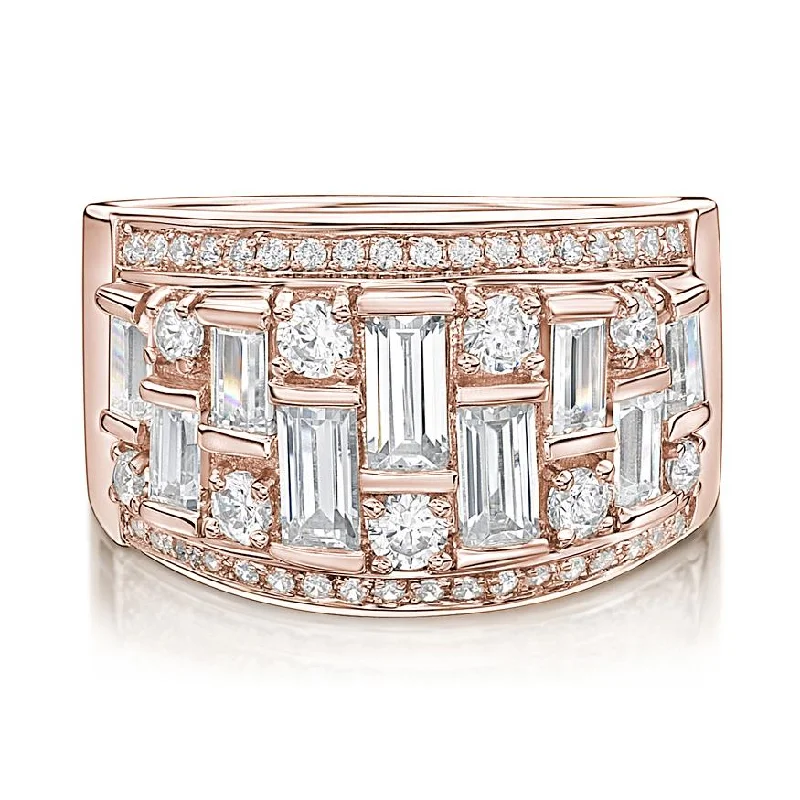 Birthstone women rings-Dress ring with 2.32 carats* of diamond simulants in 10 carat rose gold