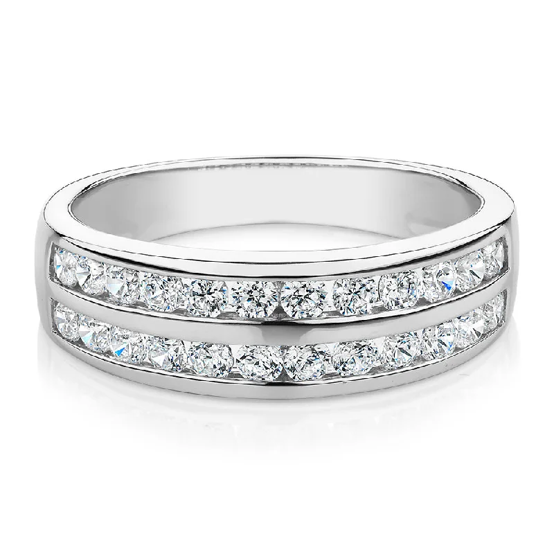 Bridal set women rings-Dress ring with 0.72 carats* of diamond simulants in 10 carat white gold