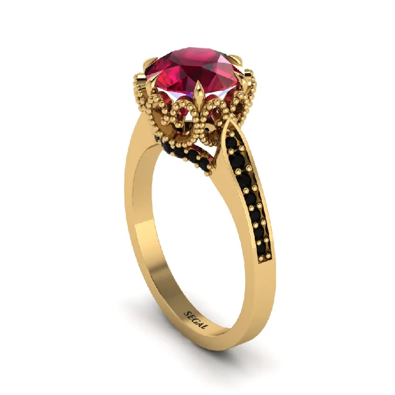 Minimalist engagement rings for women-Ruby Milgrain Engagement Ring - Yara No. 40