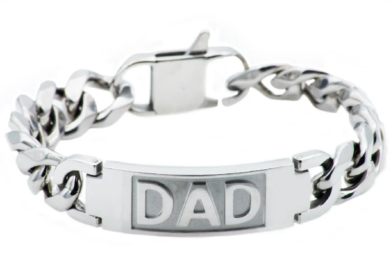 Heart-shaped women bracelets-Mens Stainless Steel Fathers Day Dad Bracelet