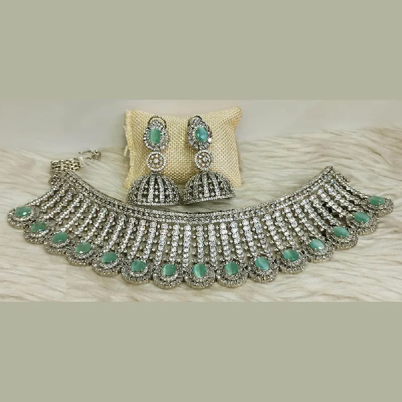 Beautiful women necklaces-Jain Jewellers Silver Plated AD Necklace Set