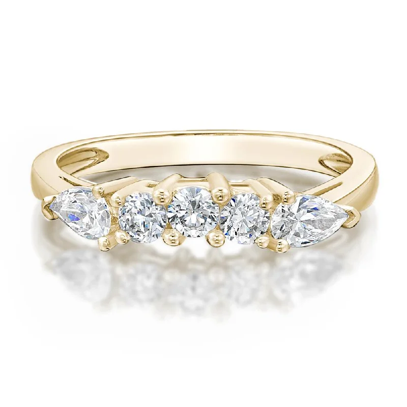 Couple’s women rings-Curved wedding or eternity band with 0.83 carats* of diamond simulants in 14 carat yellow gold