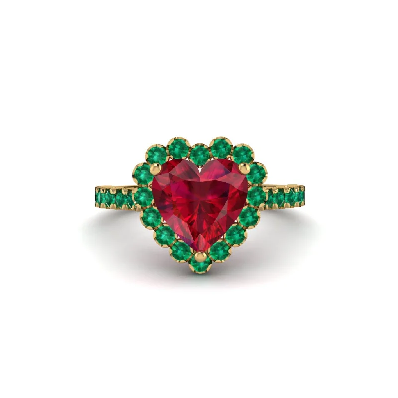 Antique engagement rings for women-Halo Heart Ruby Pave Engagement Ring - Gail No. 25