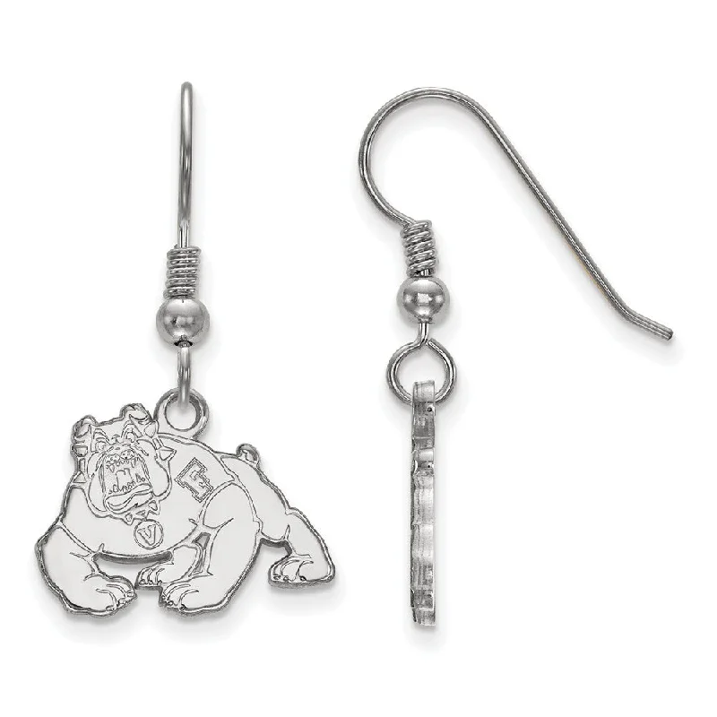 Silver drop women earrings-Sterling Silver California State U Fresno Small Dangle Earrings