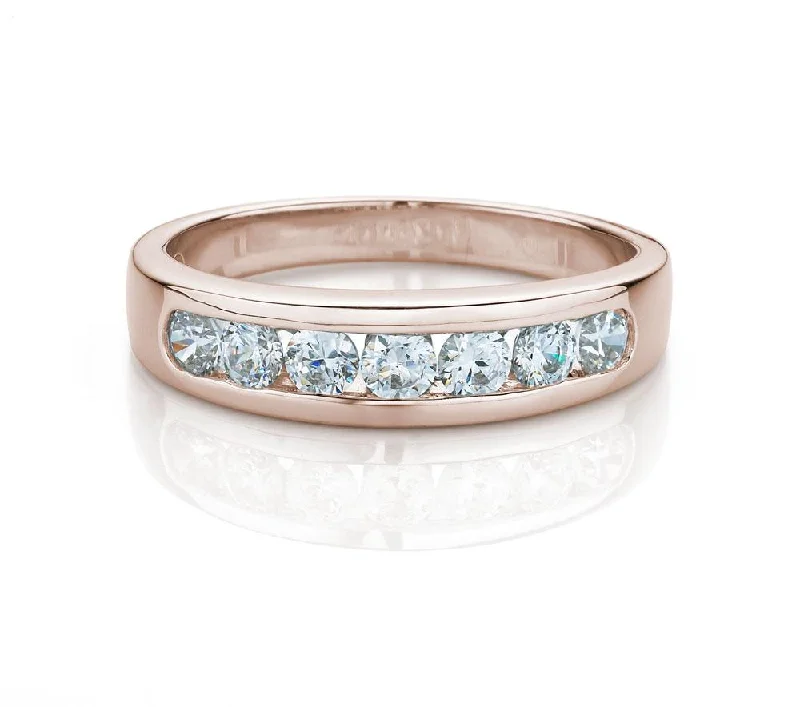 Engagement women rings-Wedding or eternity band with 0.56 carats* of diamond simulants in 14 carat rose gold