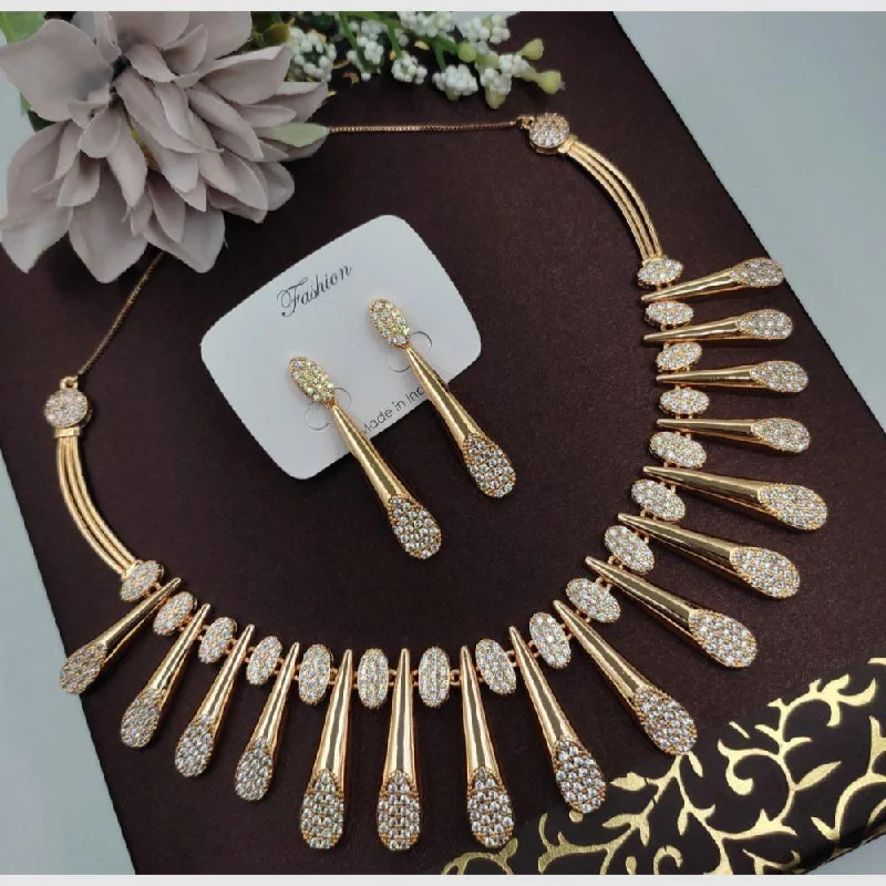 Gold-plated women necklaces-Aamrapali Gold Plated AD Necklace Set