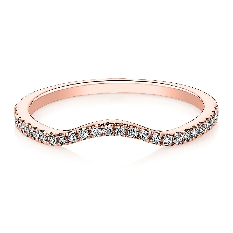 Sapphire engagement women rings-Curved wedding or eternity band in 14 carat rose gold