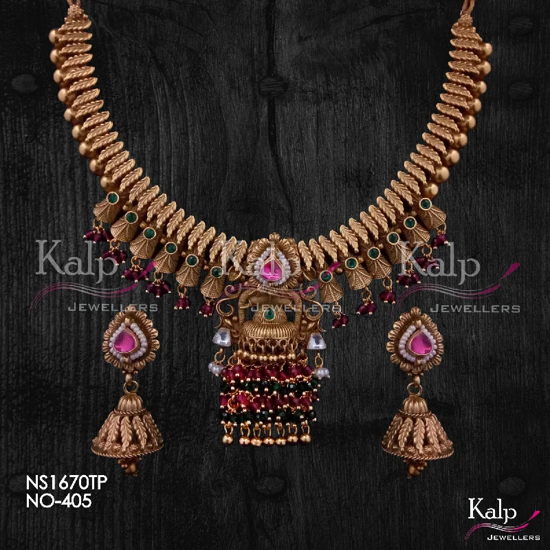 Luxury pendant women necklaces-Kalp Jewellers Copper Gold Plated Necklace Set