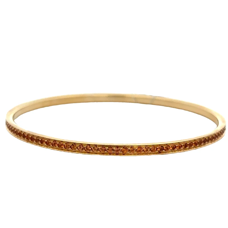 Bangles for women-Orange Sapphire Bangle Bracelet in 18k Yellow Gold