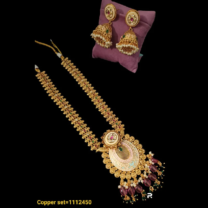 Butterfly women necklaces-Padmawati Bangles Copper Gold Meenakari Necklace Set