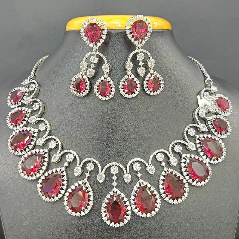 Handmade women necklaces-Jain Jewellers Silver Plated AD Choker Necklace Set