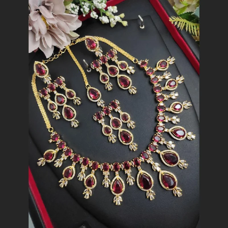 Fashion pearl women necklaces-Aamrapali Gold Plated American Diamond Necklace Set