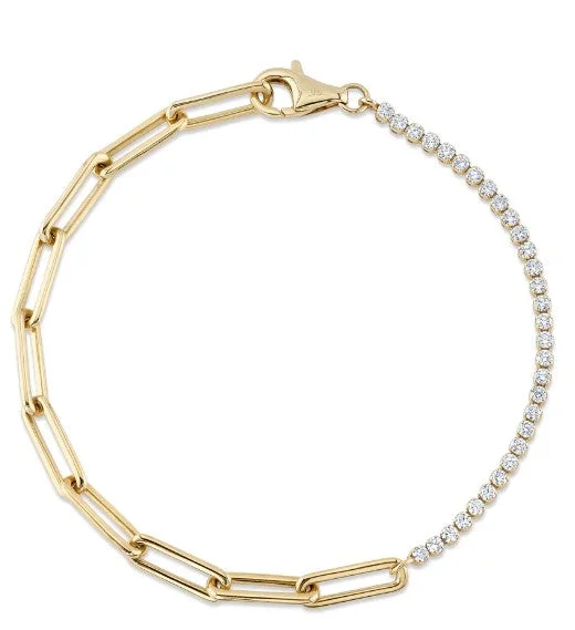 Geometric women bracelets-0.66CT DIAMOND PAPER CLIP LINK BRACELET