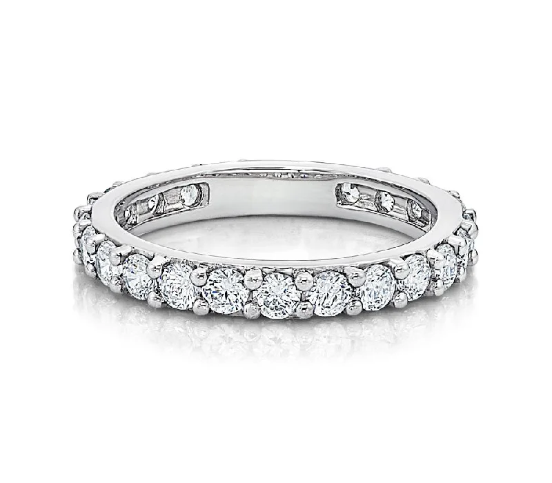 Trendy women rings-All-rounder eternity band with 1.5 carats* of diamond simulants in 14 carat white gold