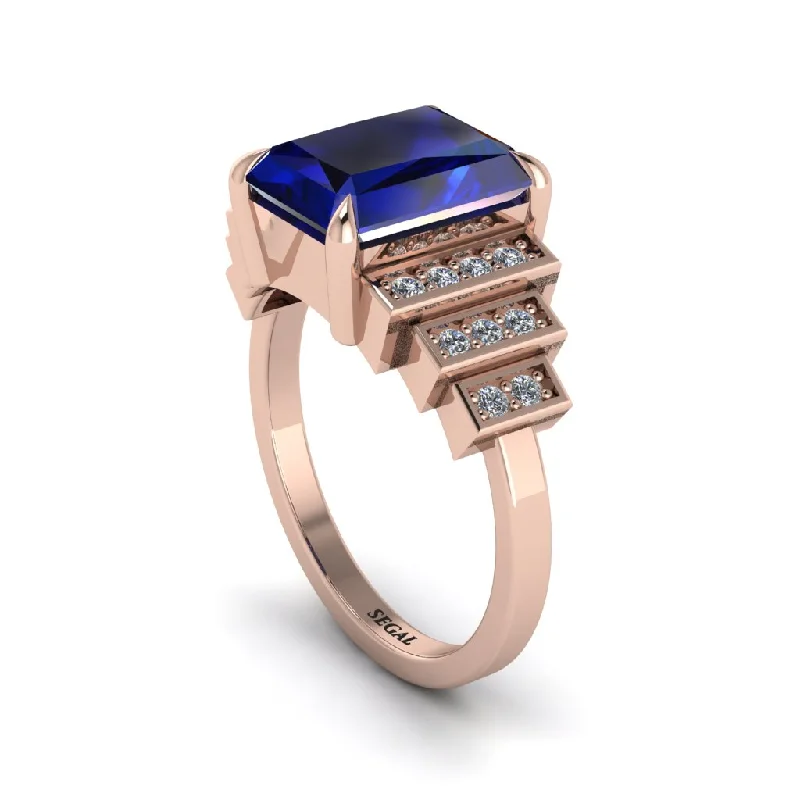 Vintage-inspired engagement rings for women-Unique Geometric Radiant Sapphire Engagement Ring - Wilma No. 14