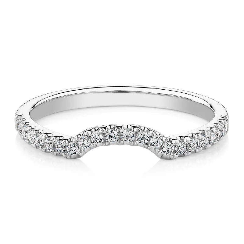 Fashion women rings-Curved wedding or eternity band in 10 carat white gold