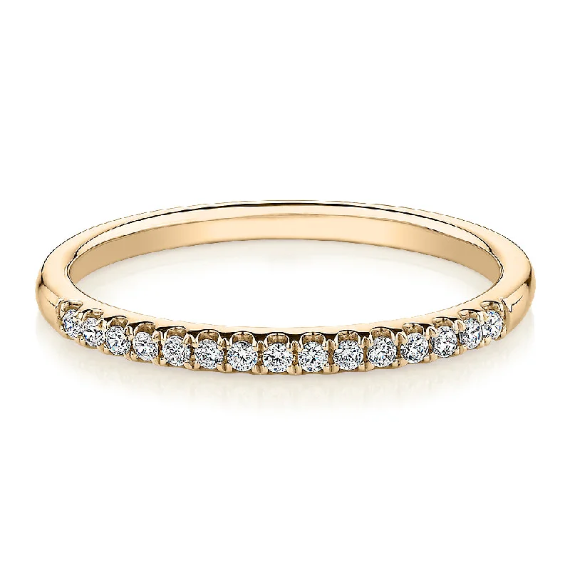 Solitaire diamond women rings-Wedding or eternity band in 14 carat yellow gold