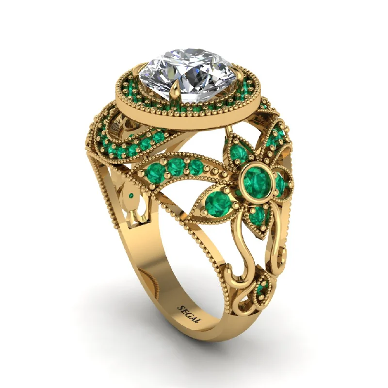 Modern engagement rings for women-Edwardian Gold Engagement Ring Royal Antique With Diamond - Abbie No. 16