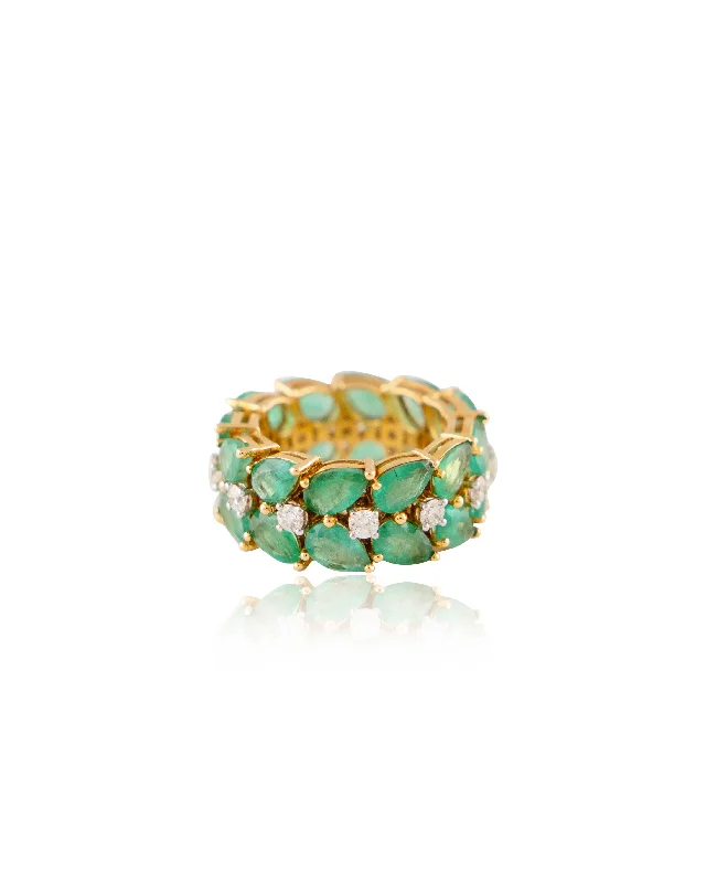 Designer gold women rings-Diamond Emerald Ring