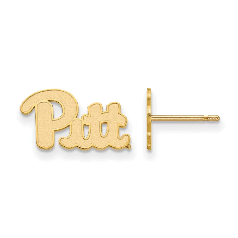 Clip-on women earrings-14k Gold Plated Silver University of Pittsburgh XS Tiny Post Earrings