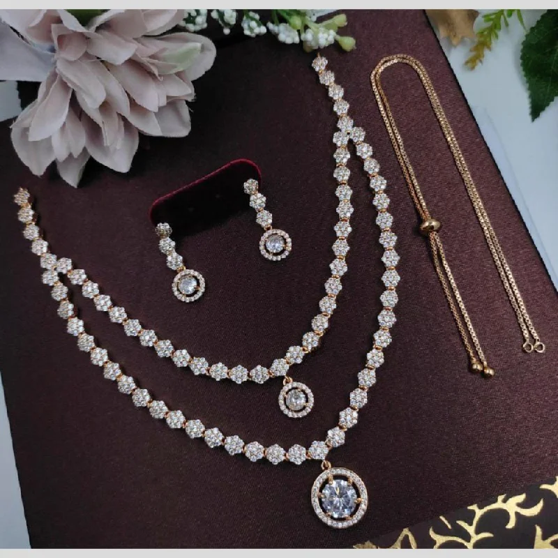 Valentine’s Day women necklaces-Aamrapali Gold Plated AD Necklace Set