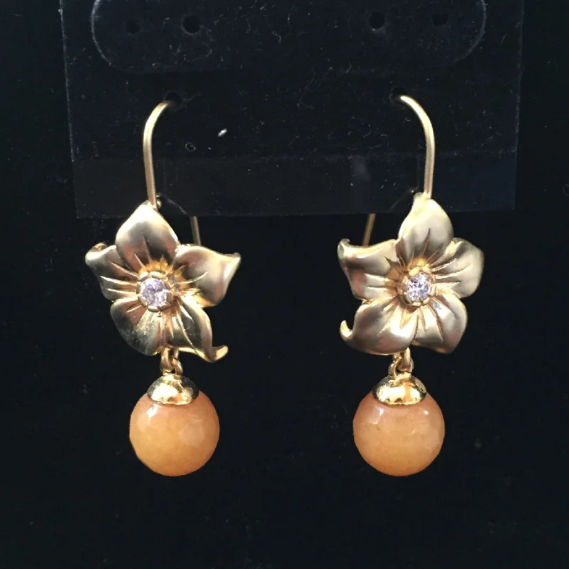 Drop pearl women earrings-Matte Gold Earrings