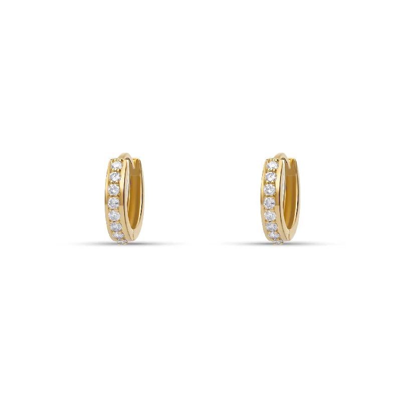 Huggie women earrings-LUSH Diamond Huggies - 14 karat gold huggie earrings, diamonds 0.24ct