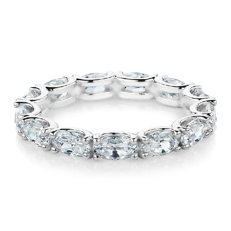 Statement women rings-All-rounder eternity band with 2.94 carats* of diamond simulants in 10 carat white gold