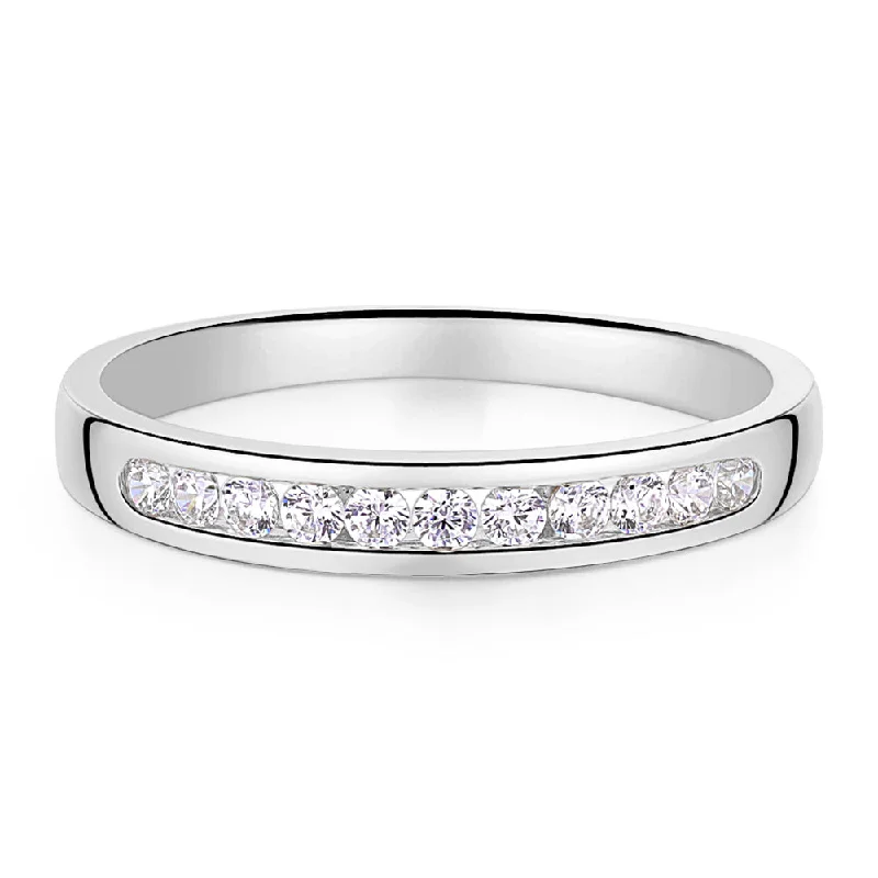 Unique women rings-Wedding or eternity band in 14 carat white gold