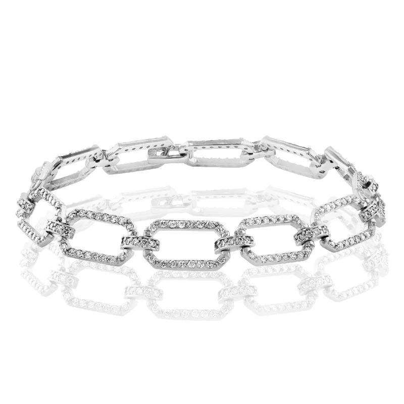 Simple cuff women bracelets-1.84 CTW Open Diamond Link Bracelet in White Gold