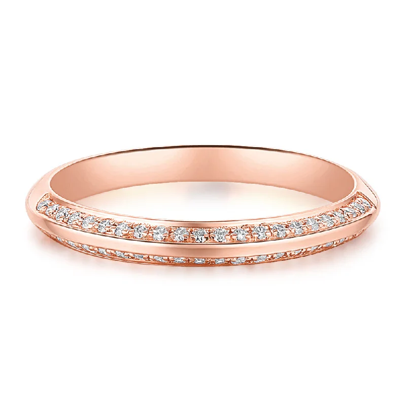 Twisted women rings-Wedding or eternity band in 14 carat rose gold